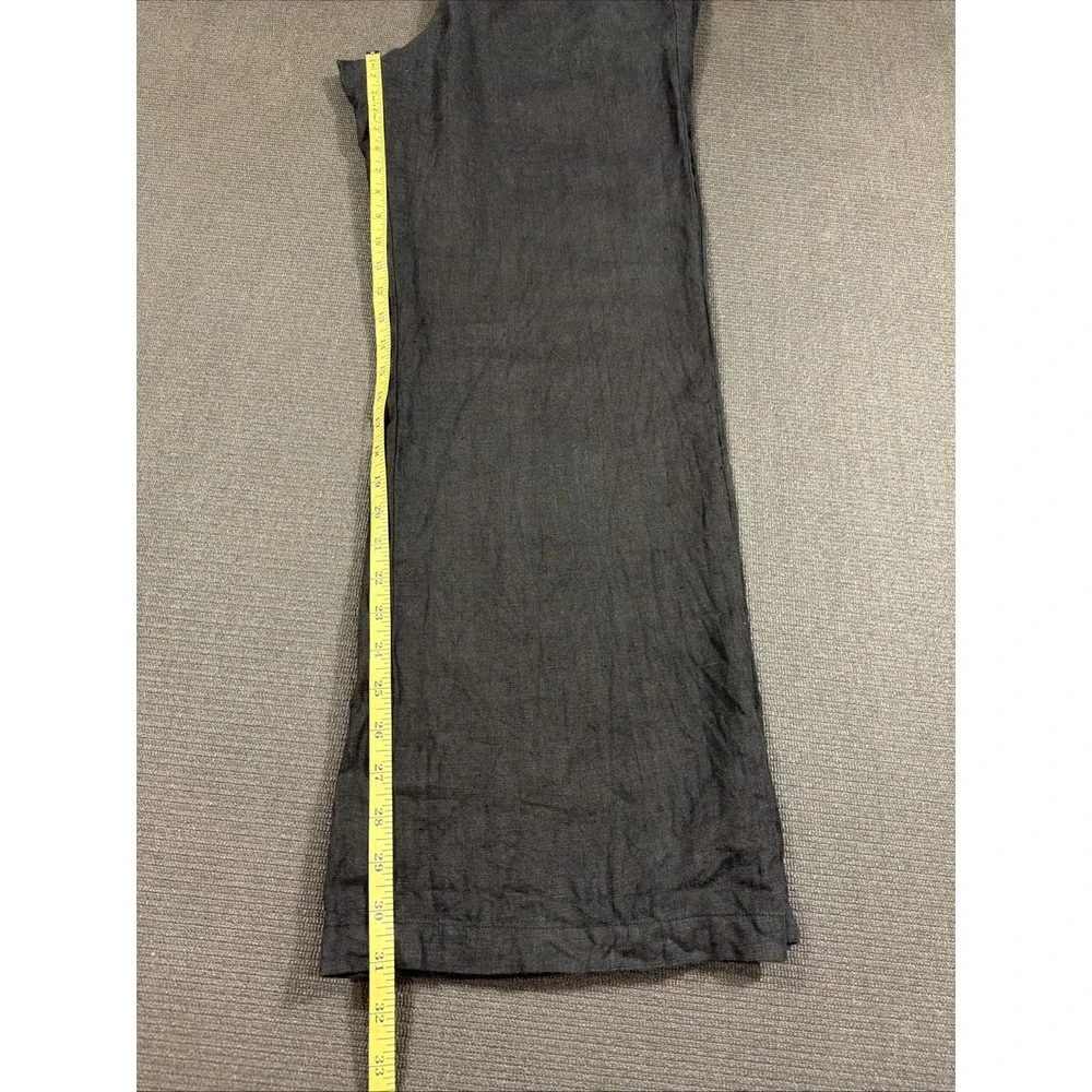 Reformation Black Linen Wide Leg Pants Size 12 Button Pockets